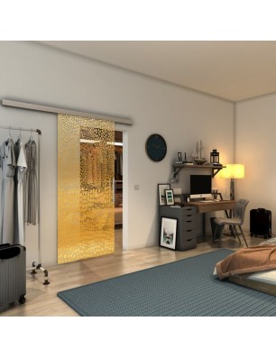 Glasschiebetür SLIM-LINE - Fineprint Model 015 Gold auf Klarglas