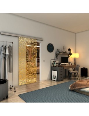 Glasschiebetür SLIM-LINE - Fineprint Model 016 Gold auf Klarglas