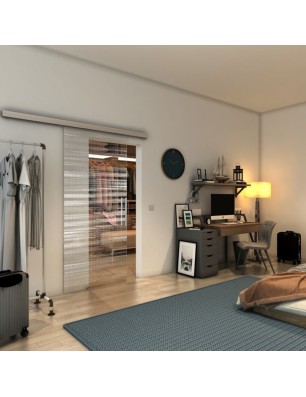 Glasschiebetür SLIM-LINE - Fineprint Model 019 Weiss auf Klarglas