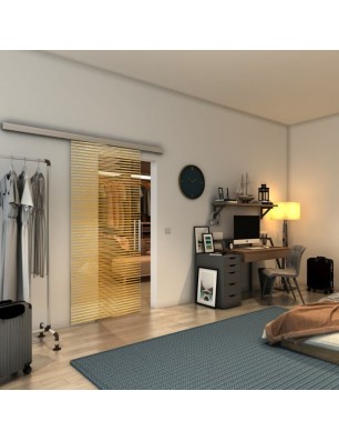 Glasschiebetür SLIM-LINE - Fineprint Model 022 Gold auf Klarglas