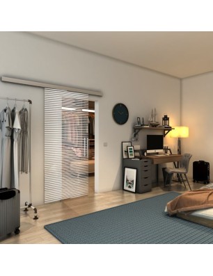 Glasschiebetür SLIM-LINE - Fineprint Model 022 Weiss auf Klarglas