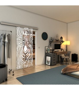 Glasschiebetür SLIM-LINE - Fineprint Model 023 Weiss auf Klarglas