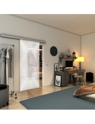 Glasschiebetür SLIM-LINE - Fineprint Model 025 Weiss auf Klarglas