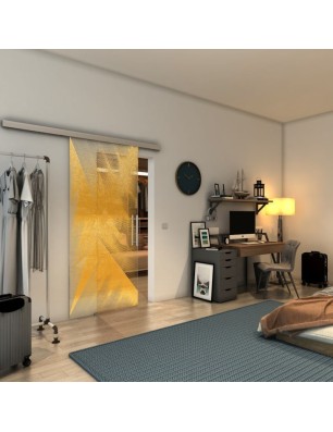 Glasschiebetür SLIM-LINE - Fineprint Model 026 Gold auf Klarglas