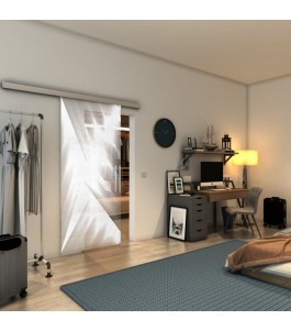 Glasschiebetür SLIM-LINE - Fineprint Model 026 Weiss auf Klarglas