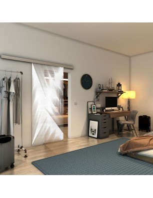 Glasschiebetür SLIM-LINE - Fineprint Model 026 Weiss auf Klarglas
