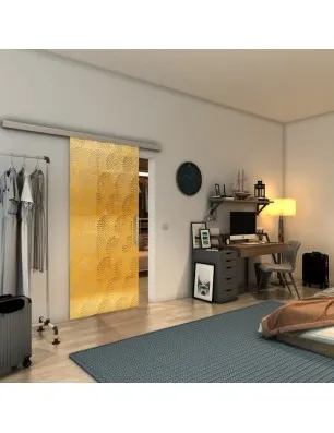 Glasschiebetür SLIM-LINE - Fineprint Model 029 Gold auf Klarglas