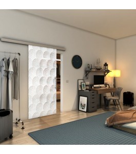 Glasschiebetür SLIM-LINE - Fineprint Model 029 Weiss auf Klarglas