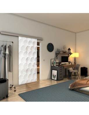 Glasschiebetür SLIM-LINE - Fineprint Model 029 Weiss auf Klarglas