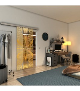 Glasschiebetür SLIM-LINE - Fineprint Model 037 Gold auf Klarglas