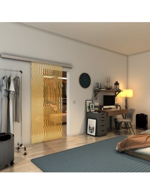Glasschiebetür SLIM-LINE - Fineprint Model 041 Gold auf Klarglas