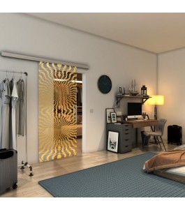 Glasschiebetür SLIM-LINE - Fineprint Model 042 Gold auf Klarglas