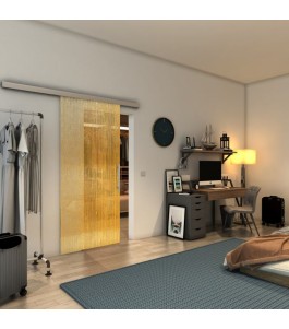 Glasschiebetür SLIM-LINE - Fineprint Model 050 Gold auf Klarglas