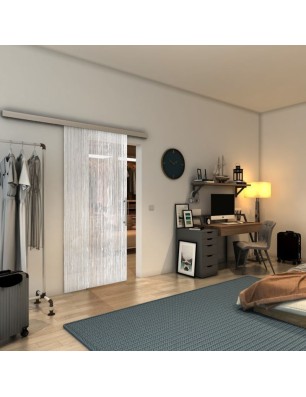 Glasschiebetür SLIM-LINE - Fineprint Model 050 Weiss auf Klarglas