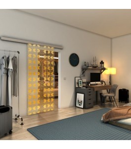 Glasschiebetür SLIM-LINE - Fineprint Model 053 Gold auf Klarglas