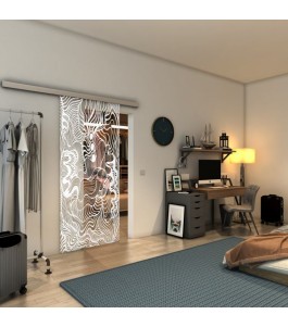 Glasschiebetür SLIM-LINE - Fineprint Model 056 Weiss auf Klarglas