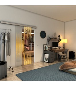 Glasschiebetür SLIM-LINE - Fineprint Model 059 Gold auf Klarglas