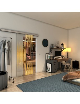Glasschiebetür SLIM-LINE - Fineprint Model 059 Gold auf Klarglas