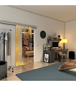 Glasschiebetür SLIM-LINE - Fineprint Model 061 Gold auf Klarglas