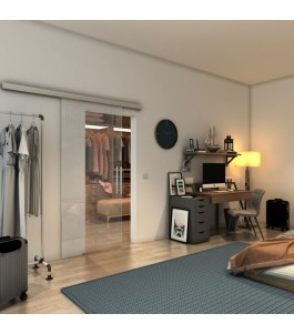 Glasschiebetür SLIM-LINE - Fineprint Model 063 Weiss auf Klarglas