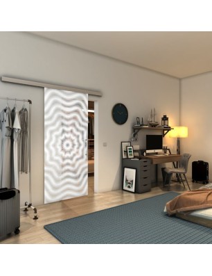 Glasschiebetür SLIM-LINE - Fineprint Model 064 Weiss auf Klarglas