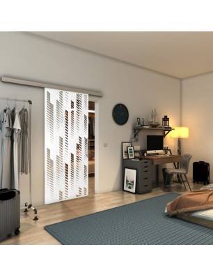 Glasschiebetür SLIM-LINE - Fineprint Model 067 Weiss auf Klarglas