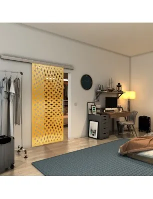 Glasschiebetür SLIM-LINE - Fineprint Model 068 Gold auf Klarglas