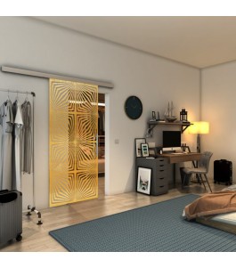 Glasschiebetür SLIM-LINE - Fineprint Model 069 Gold auf Klarglas