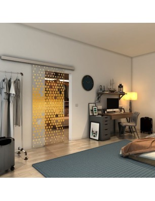 Glasschiebetür SLIM-LINE - Fineprint Model 072 Gold auf Klarglas