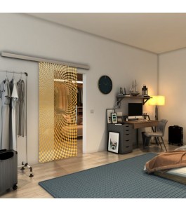 Glasschiebetür SLIM-LINE - Fineprint Model 075 Gold auf Klarglas