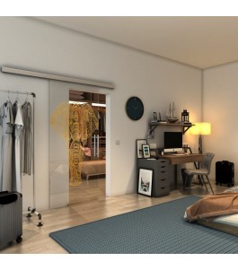Glasschiebetür SLIM-LINE - Fineprint Model 078 Gold auf Klarglas