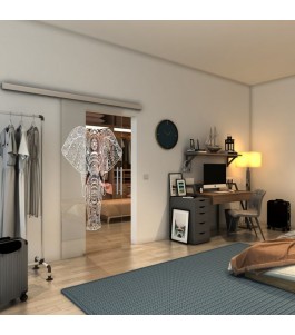 Glasschiebetür SLIM-LINE - Fineprint Model 078 Weiss auf Klarglas