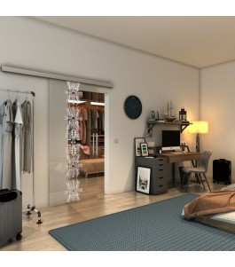 Glasschiebetür SLIM-LINE - Fineprint Model 081 Weiss auf Klarglas