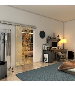 Glasschiebetür SLIM-LINE - Fineprint Model 083 Gold auf Klarglas
