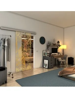 Glasschiebetür SLIM-LINE - Fineprint Model 083 Gold auf Klarglas
