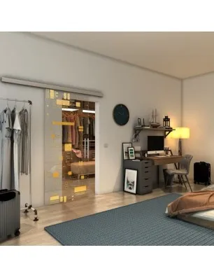 Glasschiebetür SLIM-LINE - Fineprint Model 092 Gold auf Klarglas