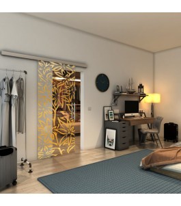 Glasschiebetür SLIM-LINE - Fineprint Model 095 Gold auf Klarglas
