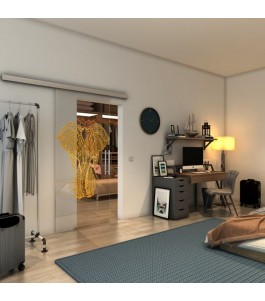 Glasschiebetür SLIM-LINE - Fineprint Model 098 Gold auf Klarglas