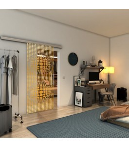 Glasschiebetür SLIM-LINE - Fineprint Model 101 Gold auf Klarglas