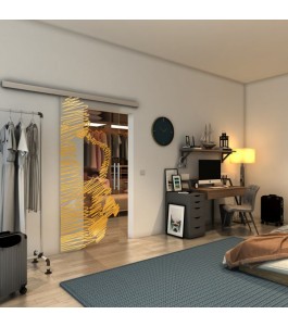 Glasschiebetür SLIM-LINE - Fineprint Model 106 Gold auf Klarglas