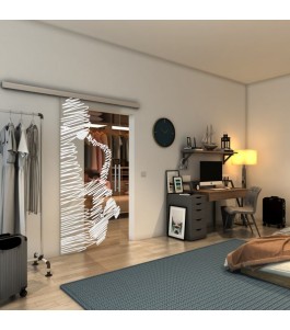 Glasschiebetür SLIM-LINE - Fineprint Model 106 Weiss auf Klarglas