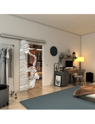 Glasschiebetür SLIM-LINE - Fineprint Model 106 Weiss auf Klarglas
