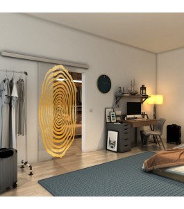 Glasschiebetür SLIM-LINE - Fineprint Model 109 Gold auf Klarglas