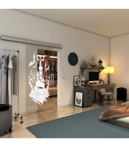 Glasschiebetür SLIM-LINE - Fineprint Model 114 Weiss auf Klarglas