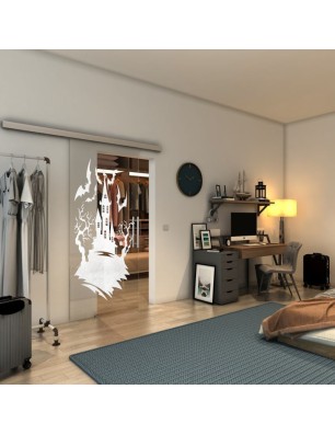 Glasschiebetür SLIM-LINE - Fineprint Model 114 Weiss auf Klarglas