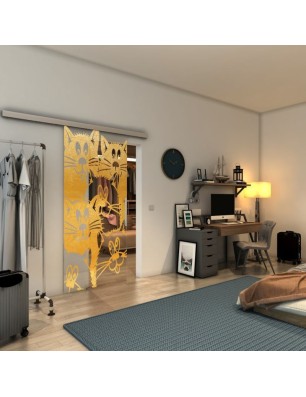 Glasschiebetür SLIM-LINE - Fineprint Model 115 Gold auf Klarglas