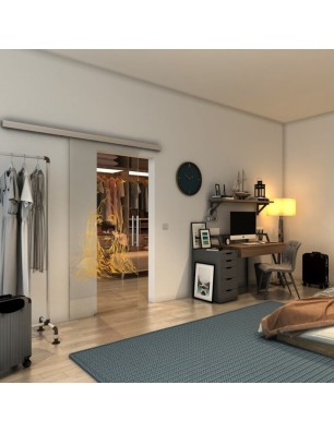 Glasschiebetür SLIM-LINE - Fineprint Model 119 Gold auf Klarglas