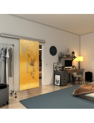 Glasschiebetür SLIM-LINE - Fineprint Model 120 Gold auf Klarglas