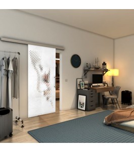 Glasschiebetür SLIM-LINE - Fineprint Model 120 Weiss auf Klarglas