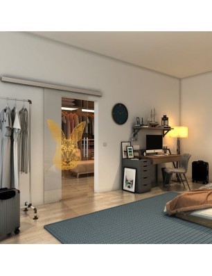 Glasschiebetür SLIM-LINE - Fineprint Model 121 Gold auf Klarglas